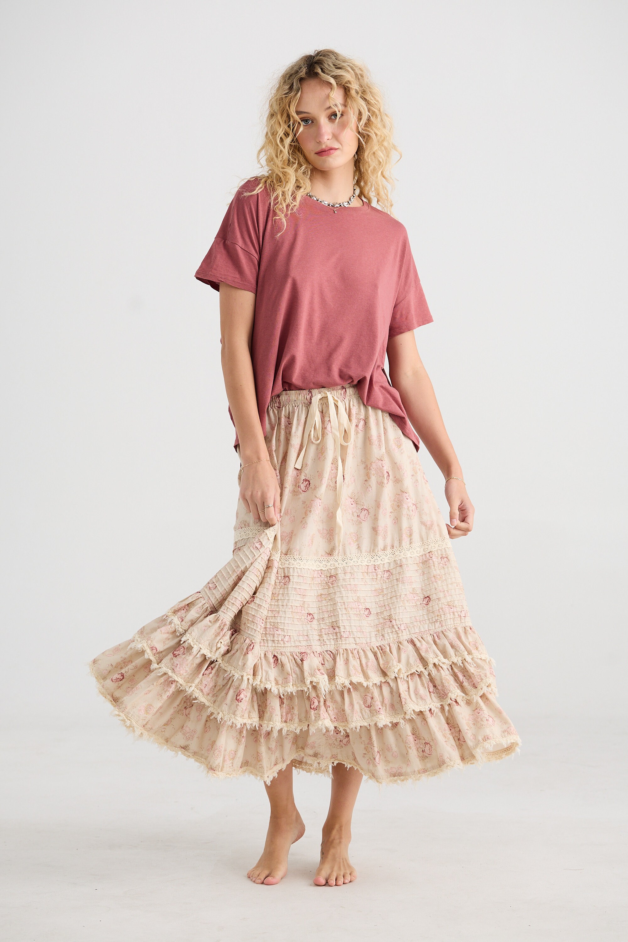 green and pink floral maxi dress Precious in Pink Floral Maxi Dress
