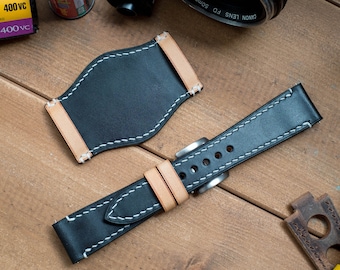 Made to order benutzerdefinierte, Bund-Riemen, glatte Natur & Schwarz kombiniert Patina Leder