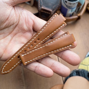 Oris aquis 41.5.mm compatible made to order leather strap, Brown vegetable tanned leather