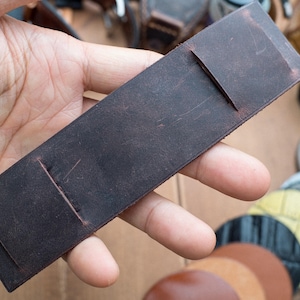 Vintage Brown Leather Watch Bund Strap Middle Pad