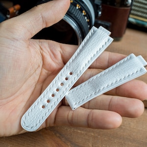 Oris Aquis 39.5mm compatible made to order leather strap, White French goat skin
