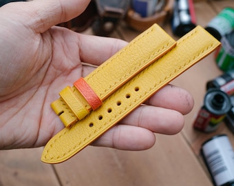 Uhrenarmband aus Leder nach Maß, Gelb und Orange Französische Ziegenhaut