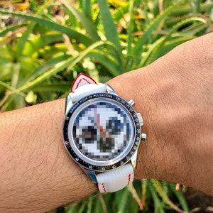 Bespoke leather watch strap, White French goat skin