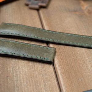 Bespoke leather watch strap, Vintage style Khaki green image 4