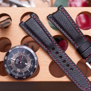 compatible strap for F1,  Black French goat skin