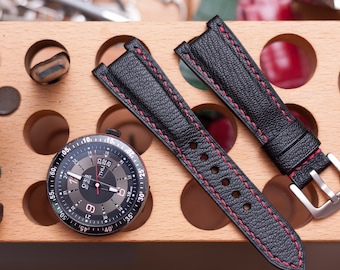 compatible strap for F1,  Black French goat skin