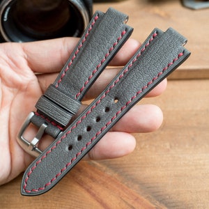 Oris aquis compatible made to order leather strap, Gray French goat skin