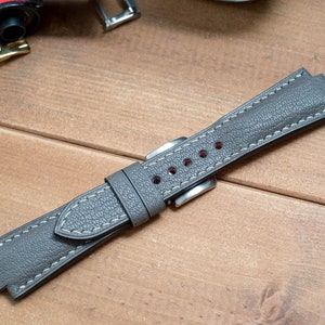 Oris aquis compatible made to order leather strap, Gray French goat skin