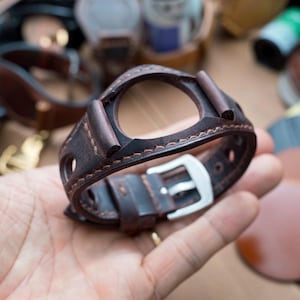 Made to order custom, Bund strap, Two tone vintage style Brown leather