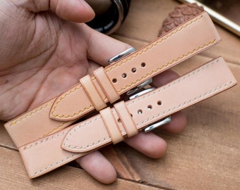 Bespoke watch strap, Natural Vegetable tanned leather
