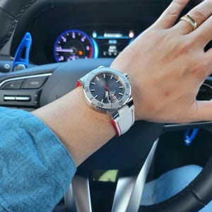 Oris aquis compatible made to order leather strap, White French goat skin