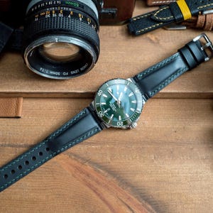 Oris aquis compatible made to order leather strap, Black Smooth vegetable tanned leather