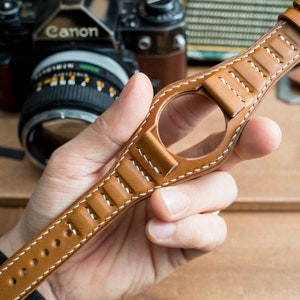 Made to order custom, Bund strap, Smooth Tan Vegetable tanned leather