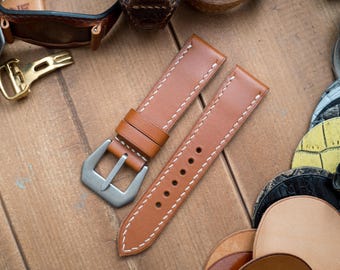 Made to order leather watch strap for Panerai, Brown leather