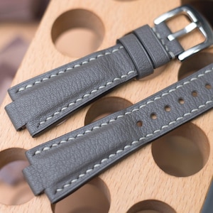 Oris aquis compatible made to order leather strap, Gray French goat skin