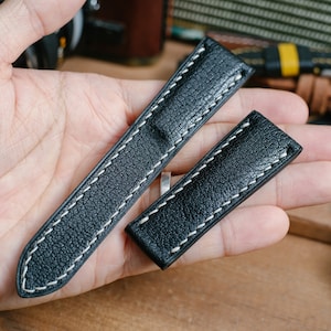 Made to order strap for Oris big crown Propilot,  Black French goat skin