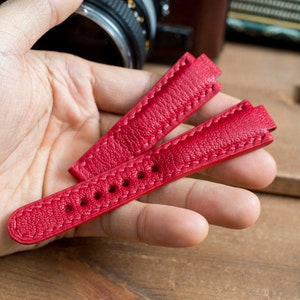 Oris Aquis 39.5mm compatible made to order leather strap, Red French goat skin