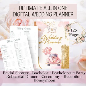 All In One Digital Wedding Planner - Bridal Shower - Bachelor / Bachelorette Party - Rehearsal Dinner - Ceremony - Reception - Honeymoon