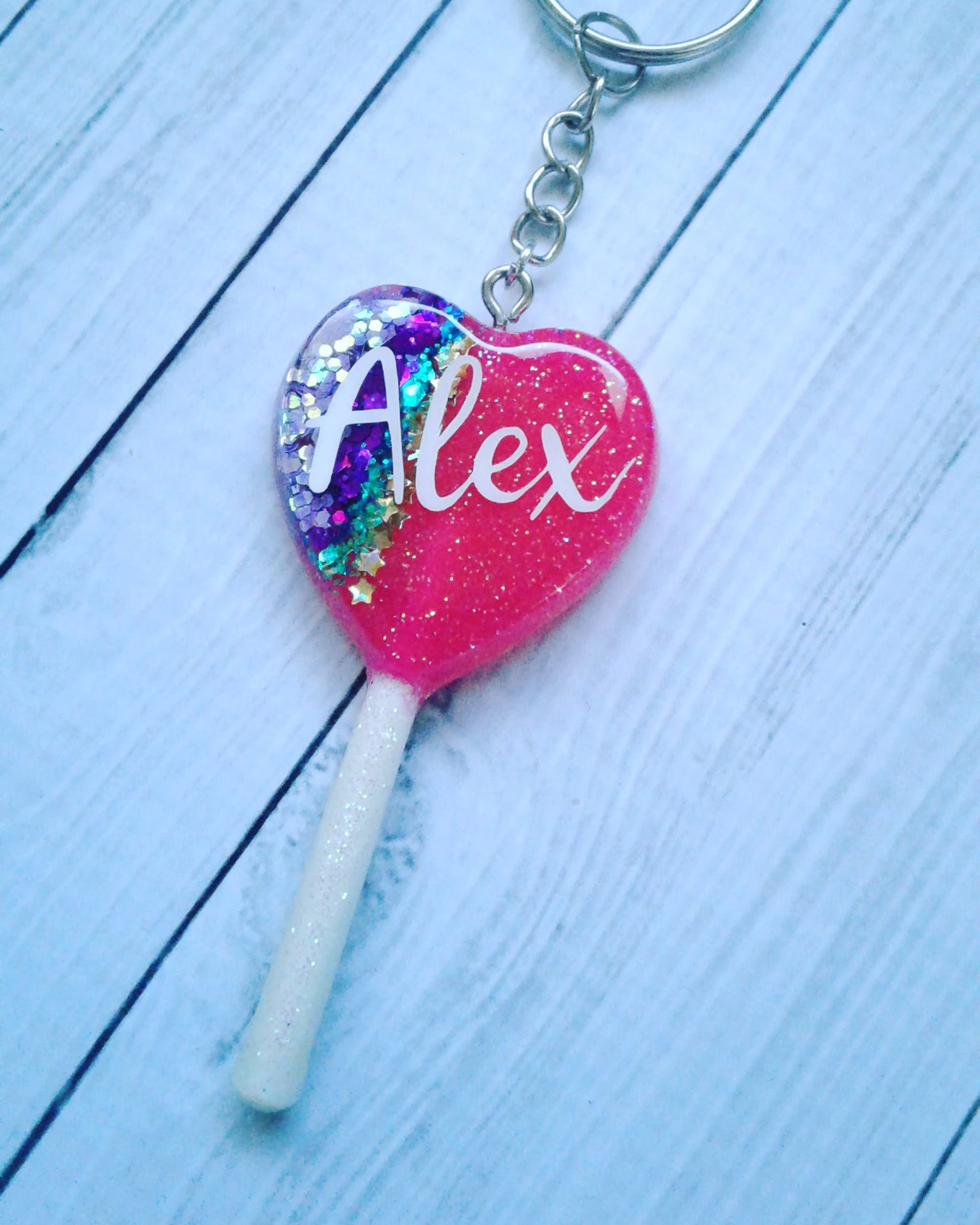 Personalized heart lollipop keychain kawaii candy keychains  etsy