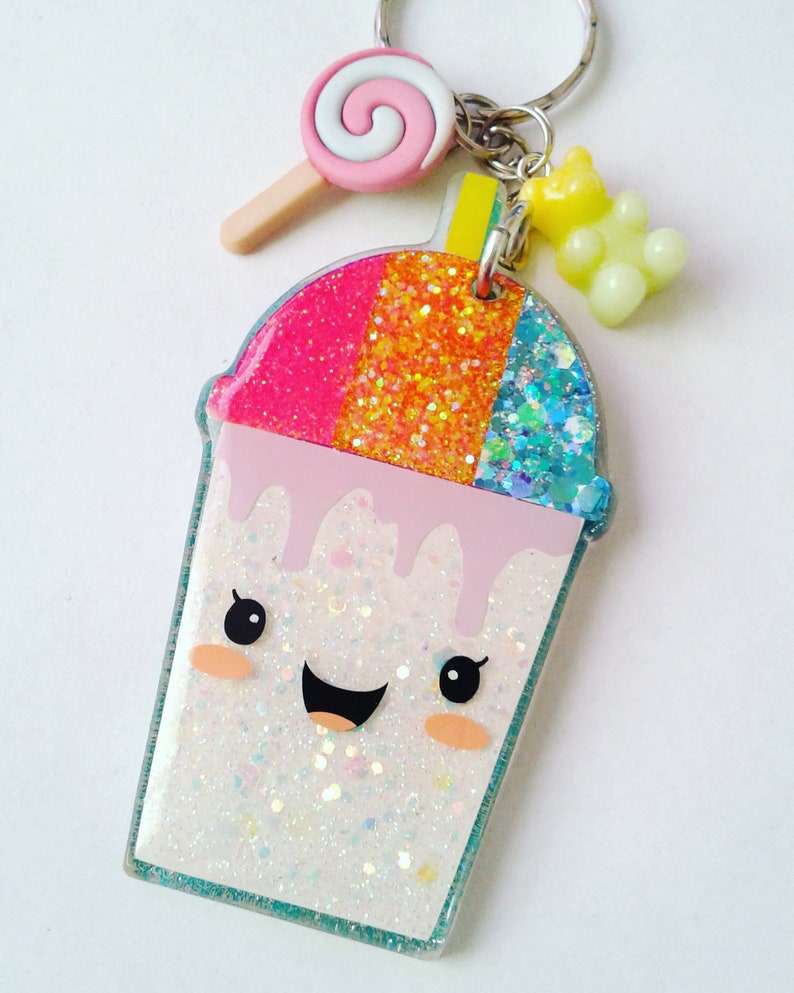 Cute Snow Cone Cup Keychain Snow Cone Keychains Cute Etsy