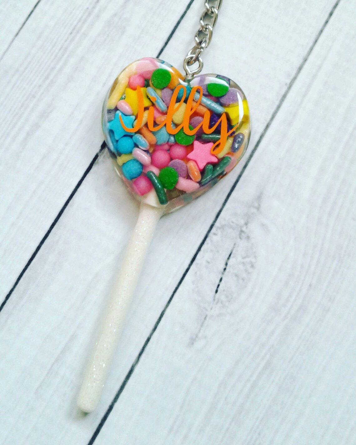 Personalized heart lollipop keychain kawaii keychains  etsy