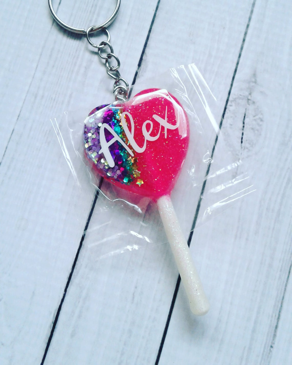 Personalized heart lollipop keychain kawaii candy keychains  etsy