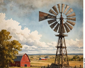 A3 Nebraska Farm Decoupage Paper DC5030