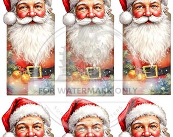 A4 Vintage Santa Gift Tag Multi Decoupage Rice Paper, DC810