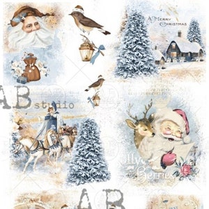 A4 Dashing thru the Snow Decoupage Paper, AB Studios 1128
