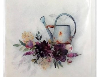 Peonies and Rusty Watering Cans in this ITD Mini Decoupage Set: 5.8 inch/6 pages
