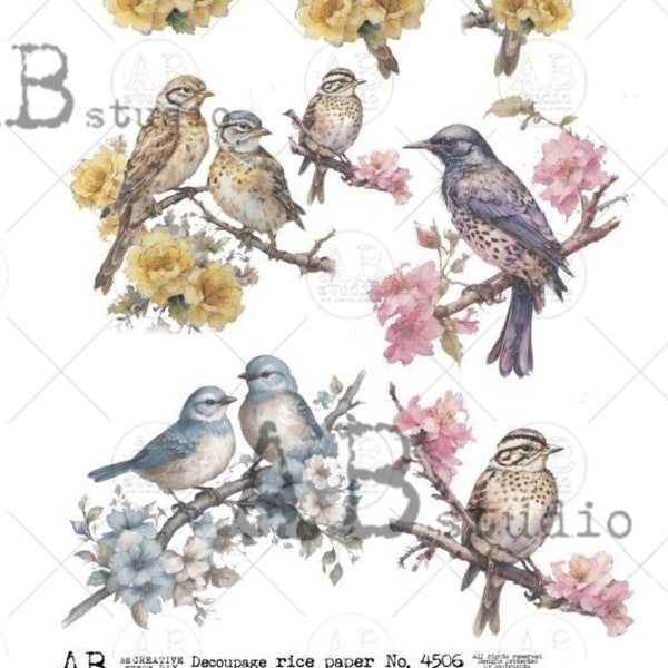 A4 Birds on A Branch Spring Rice Paper 4506