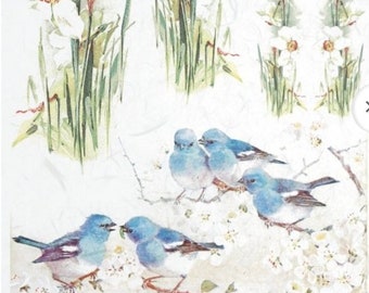 A4  Birds and Flower Perfection, ITD Decoupage Paper 0653