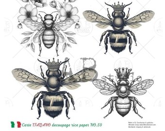 A4 Queen Bees Carte Italiano Rice Paper 59