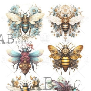 A4 Mechanical Bees Multi Carte Italiano Rice Paper 66