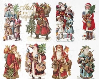 A4 Victorian Santa 2 Decoupage Paper R1298