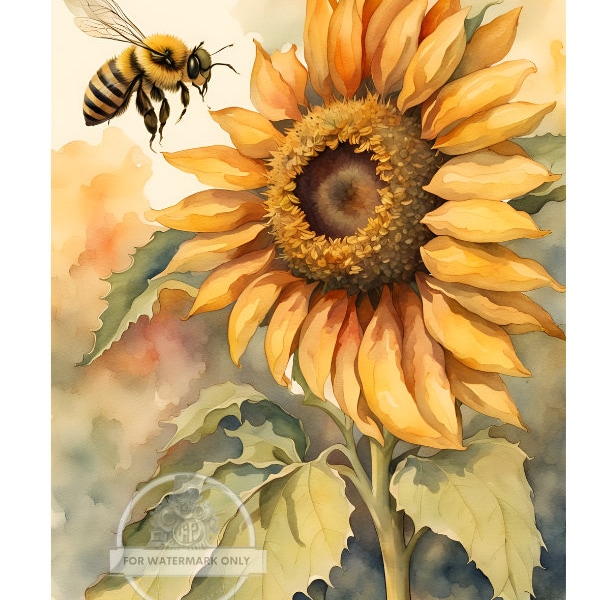 A3 Sunflower with Bee Decoupage Paper DC5007