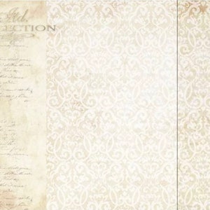 May include: A vintage-style paper background with a white damask pattern. The left side of the paper has a handwritten text that says "Old Collection".