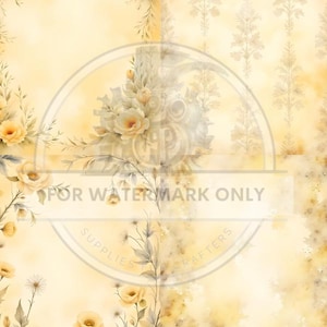 A4 Yellow Floral Background Decoupage Rice Paper, DC693