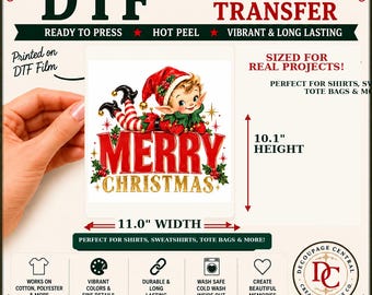 Lounging Elf DTF Iron-On Transfer  11"× 10.1"