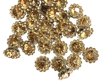 Golden Crystal Flower Flatbacks – 12 mm • 50 Pieces