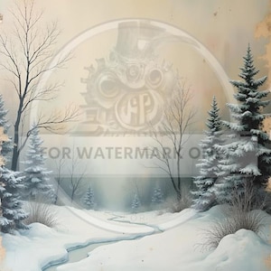 A4 Vintage Winter Landscape Rice Paper Decoupage Central DC571