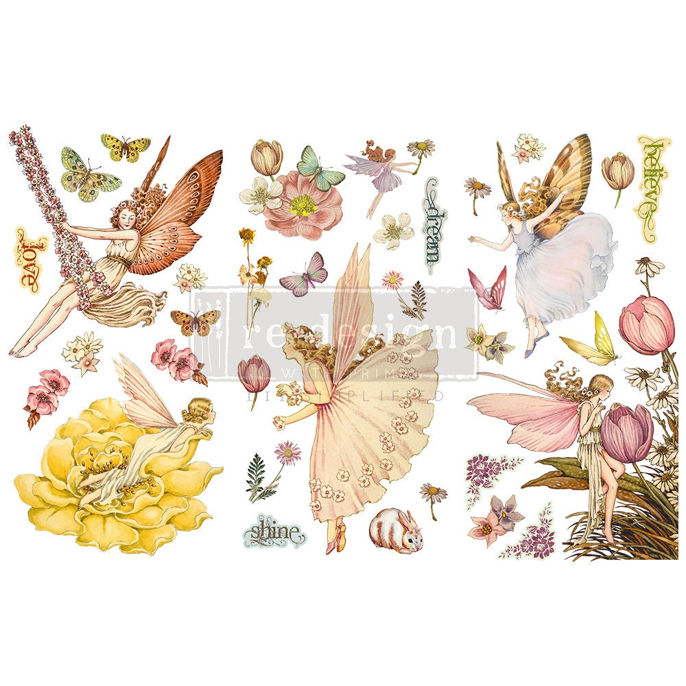 Affordable transfers! Fairy Flowers Rub on Furniture and Decor Transf…