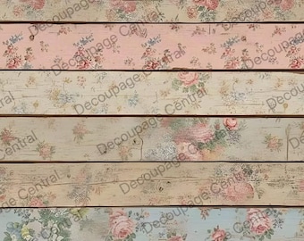 A4 DC1029 Shabby Rose Planks Rice Paper for decoupage