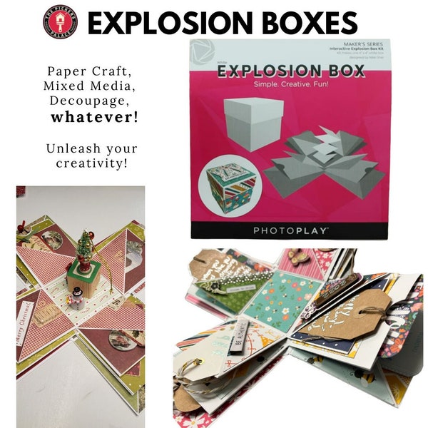 Interactive Multi Media Explosion Box Kit: Use Paper, Decoupage, Multi Media , or whatever your craft to create and embellish!