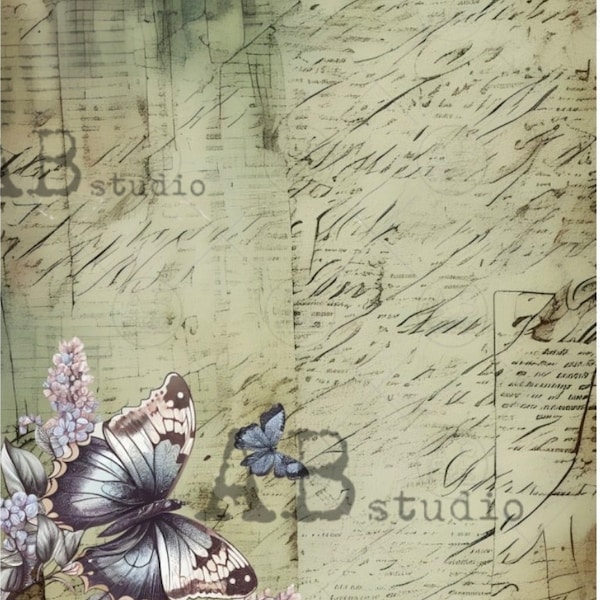 A4 Butterly Font Rice Paper, AB Studios 1801