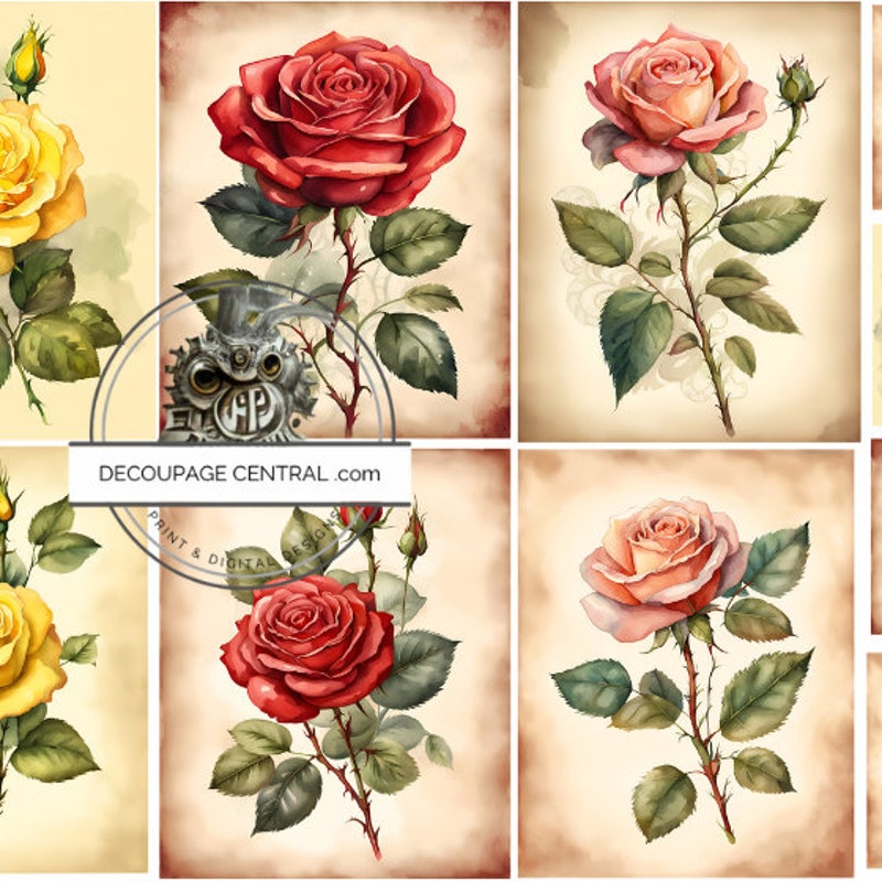 Decoupage Roses - Etsy