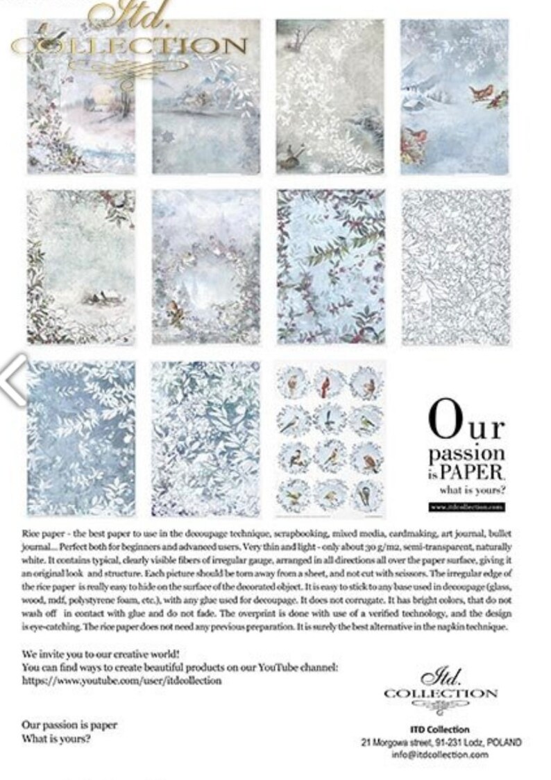 ITD Collection Decorated With Frost : 11 Rice Paper Sheets - Etsy
