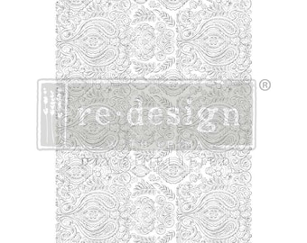 White Engraving Transfer, Rub on Decor and Furniture Transfer, Free Shipping