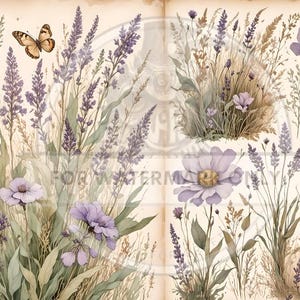 A4 Lavendar Spring Duo Decoupage Rice Paper, DC644