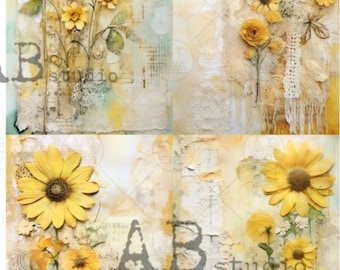 A4 Daisy Quad  Carte Italiano Rice Paper 111